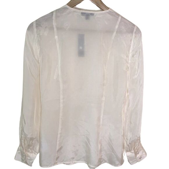 J.Crew Silky Cream Edwardian Buttons Blouse Long Sleeves Size 2 - Picture 2 of 7